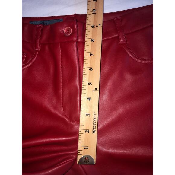 Vegan Leather Red Pants Size XS/S Teenflo Maurice Tarica Canada Lined Jeans - Picture 6 of 12